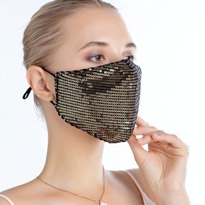 Sequin Bling Fashion Face Masks (Gold)